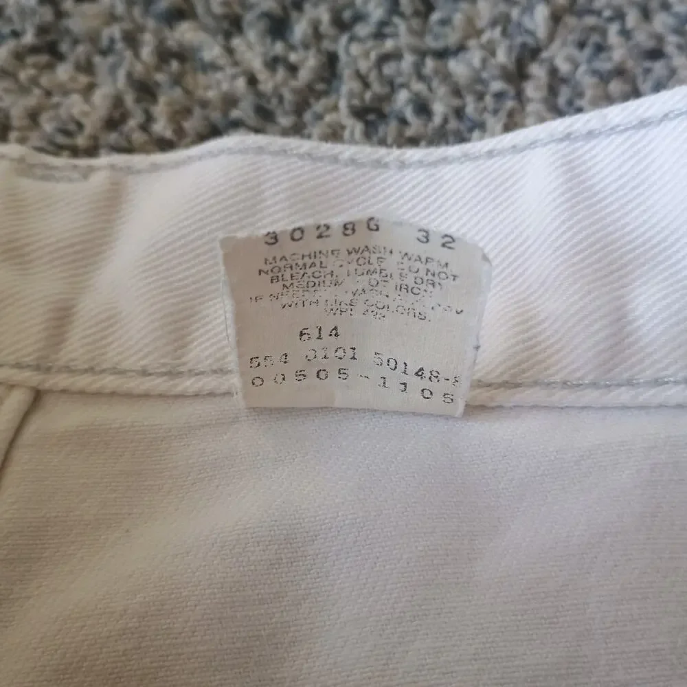 Levi's Vintage White Denim Cut Off Jean Shorts Jorts Western Fest Faded 34x3.5